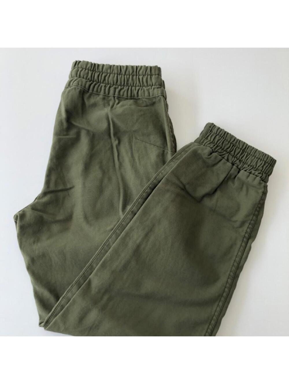 TNA - olive green pants with elastic waist and cuffs size S